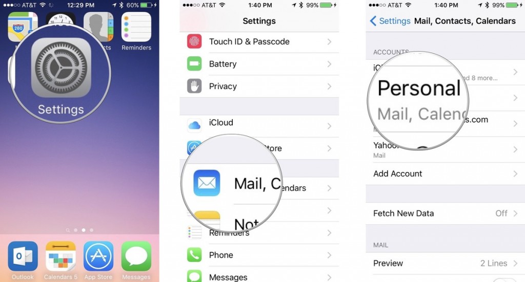 Settings-mail-select-account-iPhone-screenshot