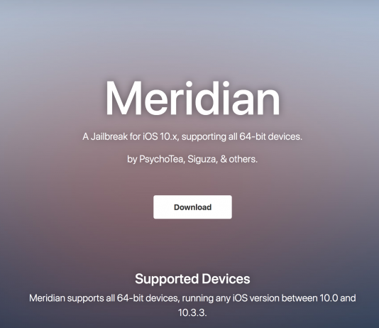 Το Meridian iOS 10.x jailbreak κυκλοφόρησε με υποστήριξη για όλες τις 64-bit συσκευές